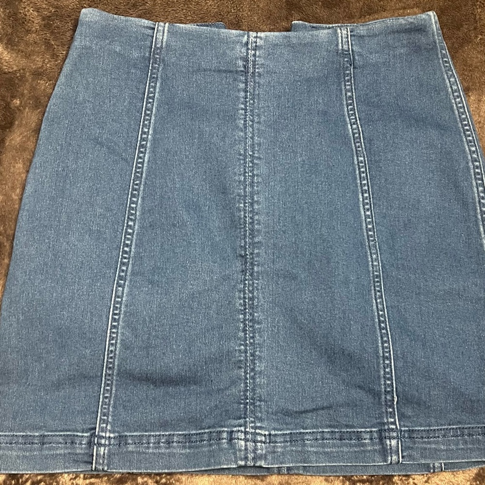 Free People Classic Blue Denim Pencil Skirt